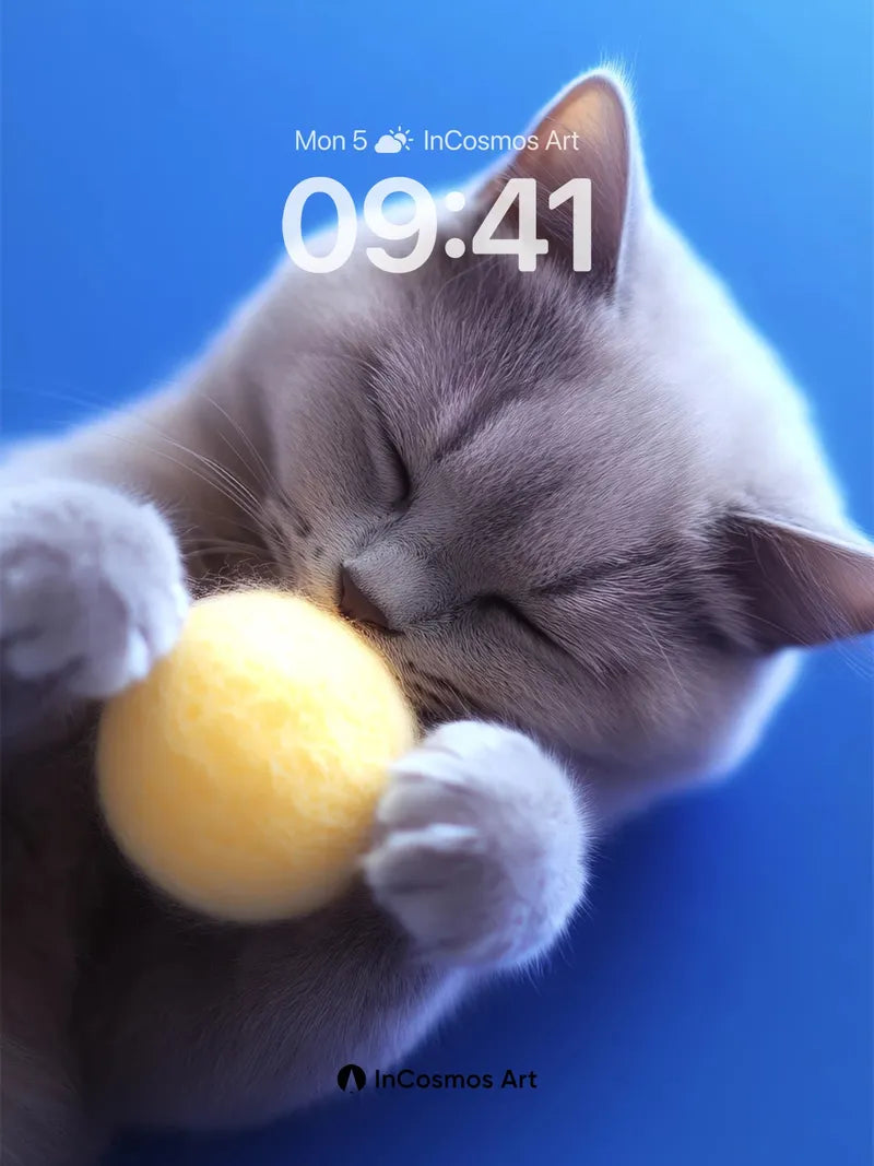 Serenity Ball Wallpaper with Feline Embrace