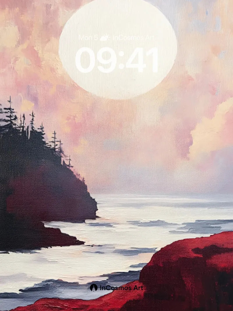 Serenity Moonrise Wallpaper with Crimson Cliffs