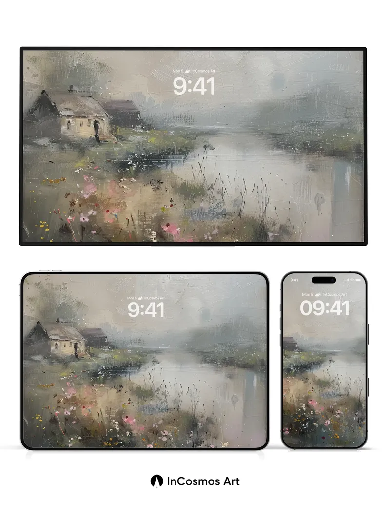 Misty Reverie Wallpaper with Wildflower Whispers