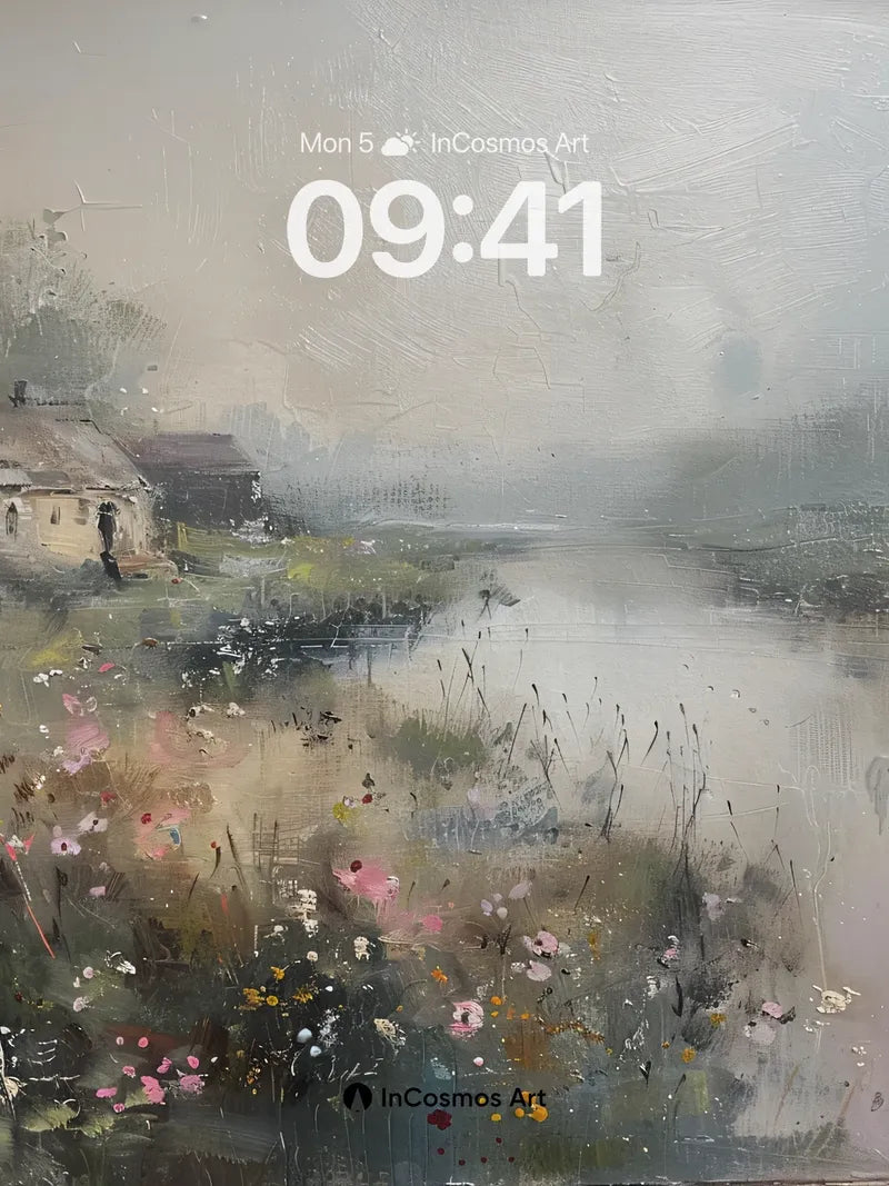 Misty Reverie Wallpaper with Wildflower Whispers