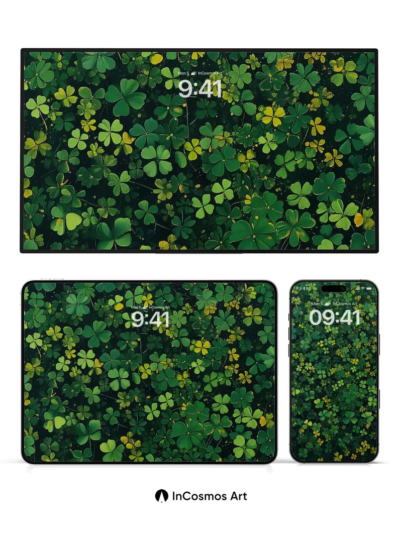 Whispering Clovers Wallpaper with Golden Flecks