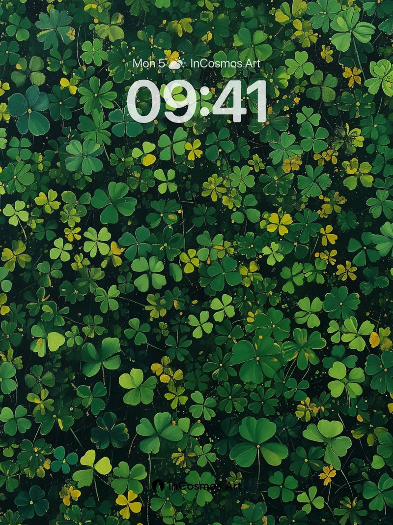 Whispering Clovers Wallpaper with Golden Flecks