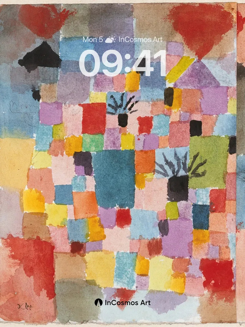 Cubist Garden Wallpaper with Floating Shapes wallpaper for iPhone, iPad & Mac