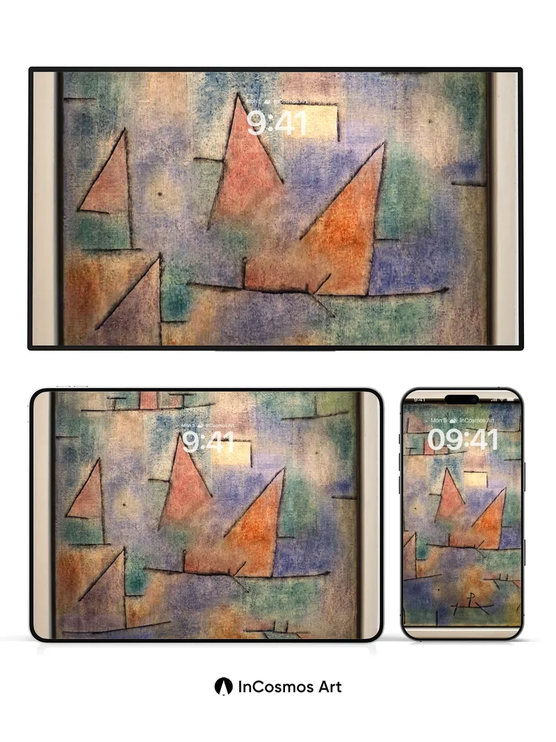 Whispering Sailboats Wallpaper with Watercolor Hues