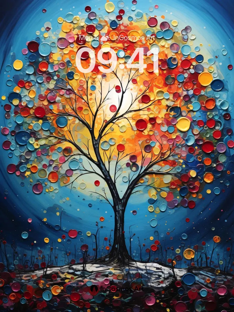 Cosmic Bloom Wallpaper with Polka Dot Canopy