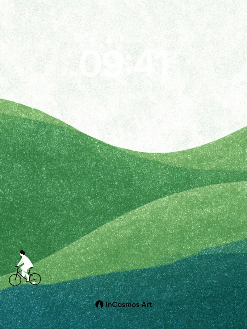 Serenity Ridge Wallpaper with Rolling Green Waves