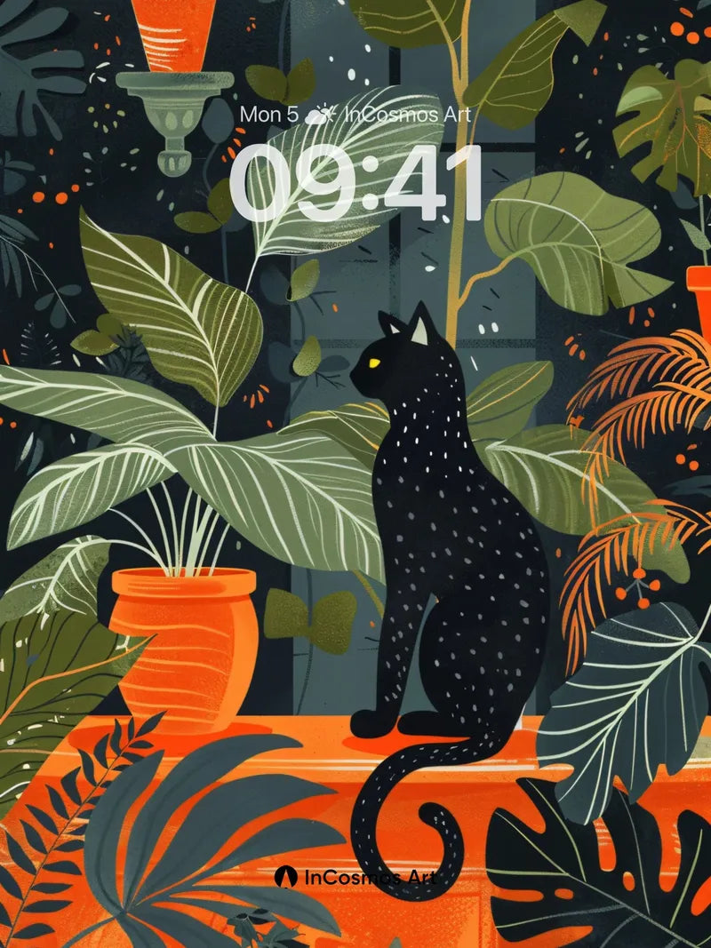 Nocturnal Jungle Wallpaper with Polka-Dotted Panther