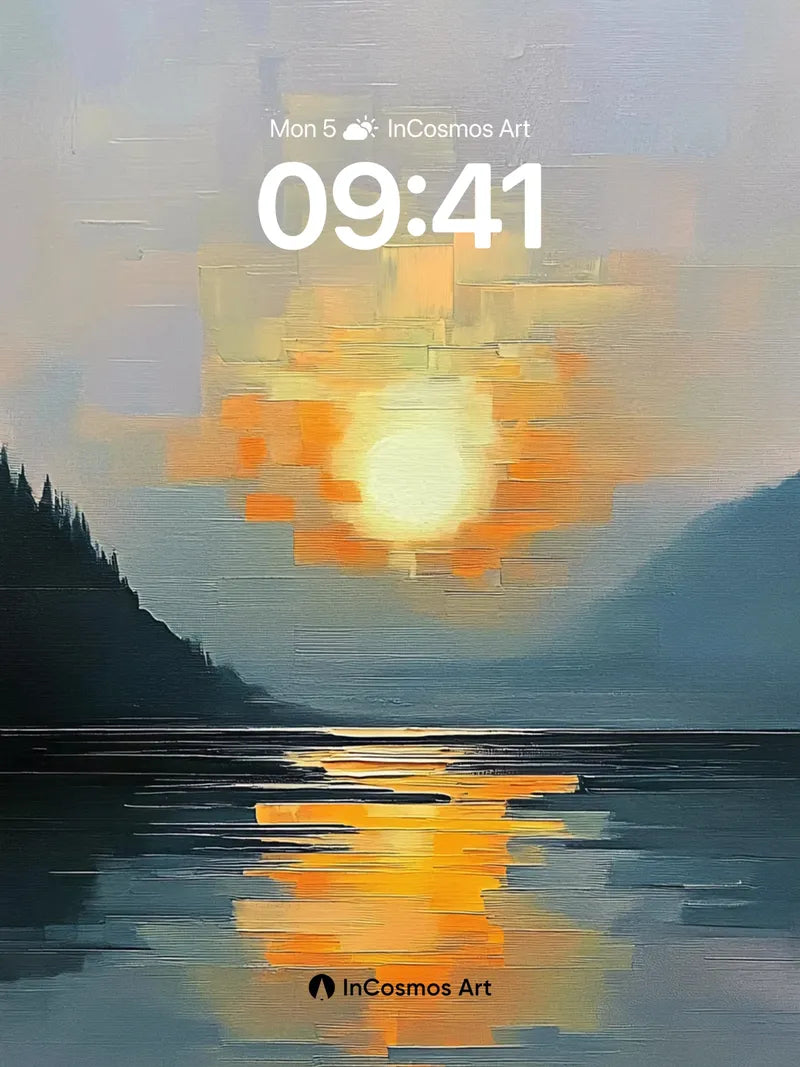 Serenity Sunrise Wallpaper with Pixelated Light wallpaper for iPhone, iPad & Mac
