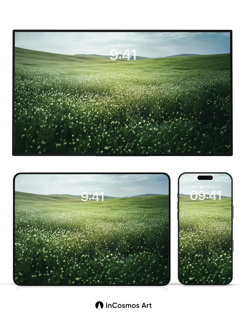 Serenity Meadow Wallpaper with Whispering Grass