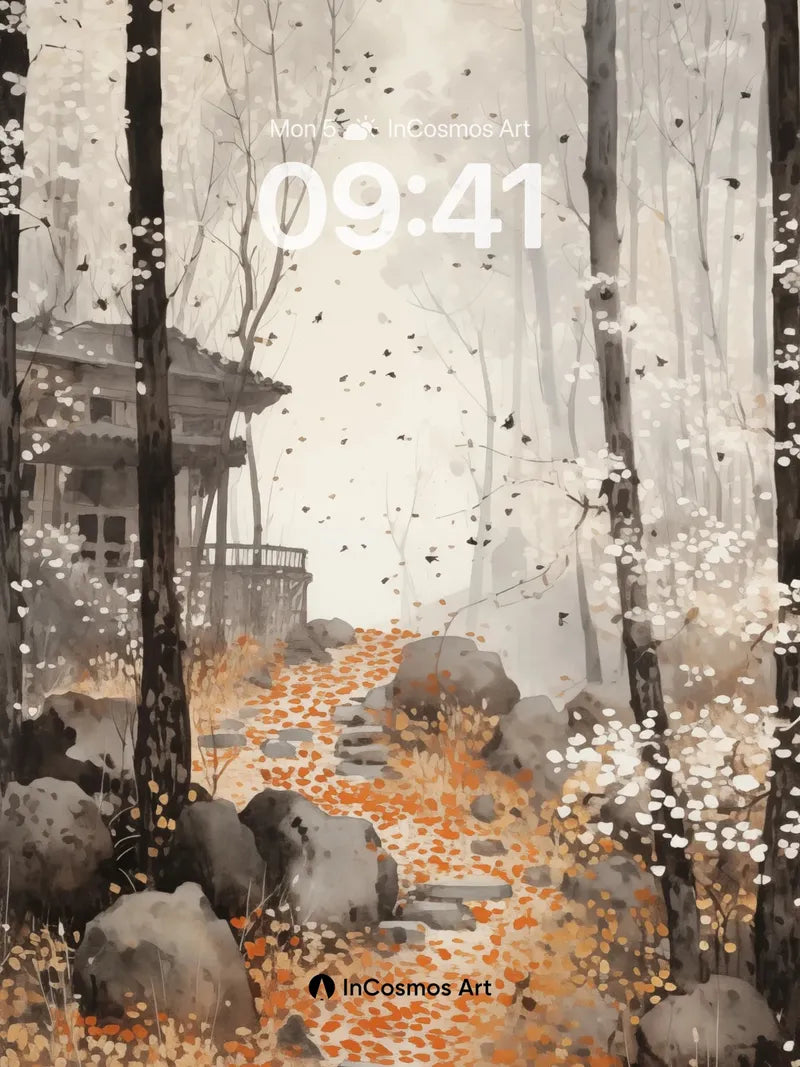 Whispering Path Wallpaper with Autumn Bloom