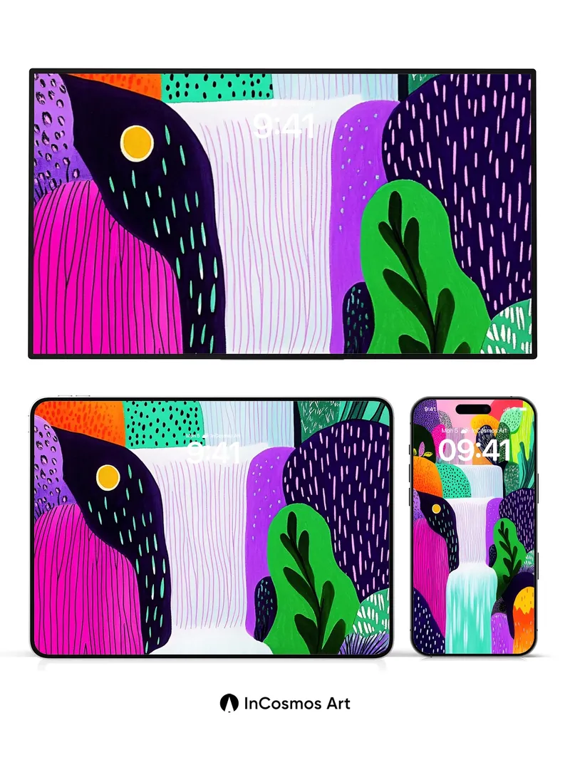 Electric Jungle Wallpaper with Patterned Flow