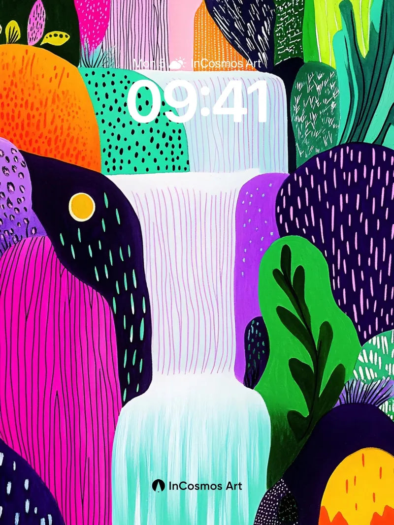 Electric Jungle Wallpaper with Patterned Flow