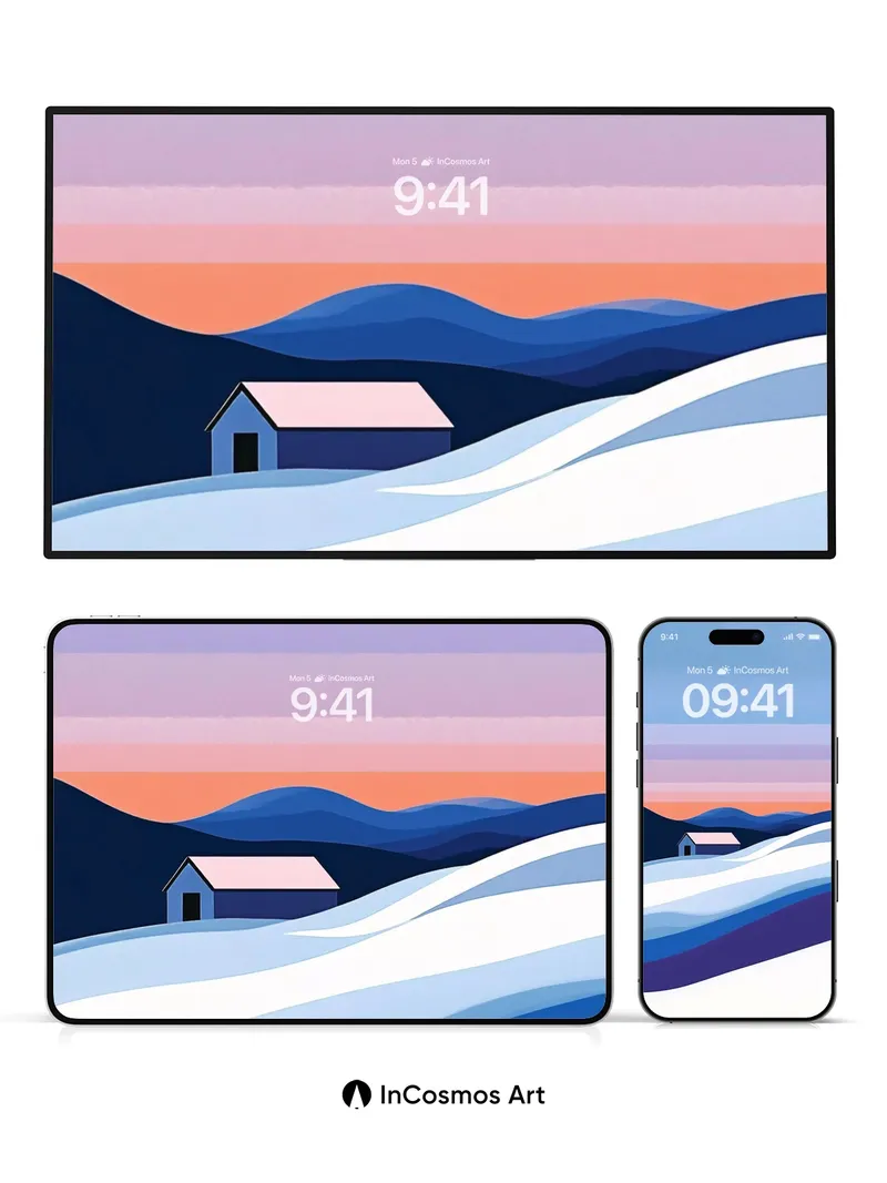 Serene Horizon Wallpaper with Frozen Waves