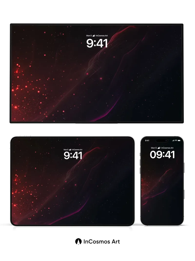 Cosmic Veil Wallpaper with Flickering Embers