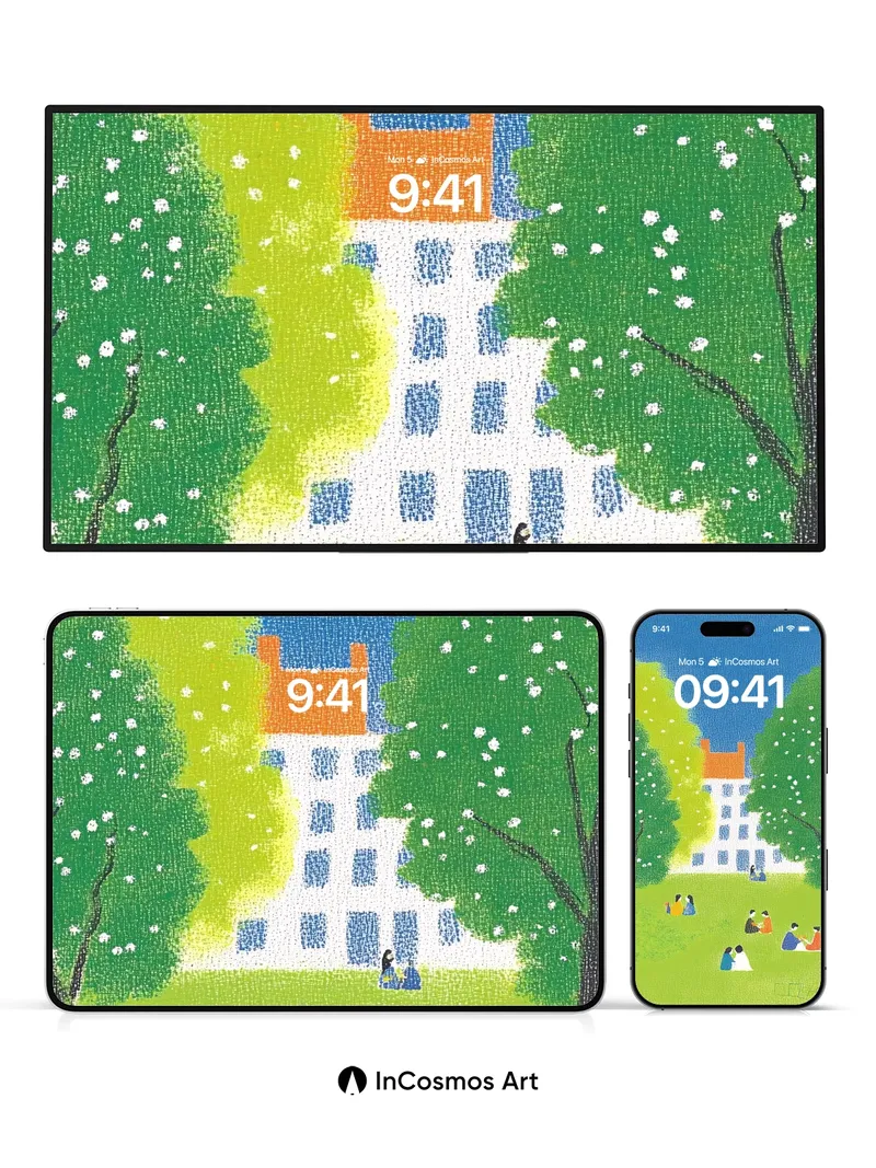 Serenity Garden Wallpaper with Blossom Whispers