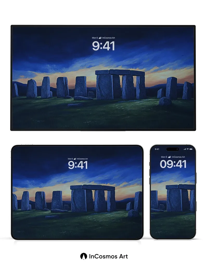 Nocturnal Stonehenge Wallpaper with Celestial Hues