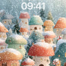 Whispering Snowfall Wallpaper with Mushroom Villages wallpaper for iPhone, iPad & Mac