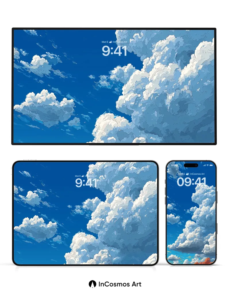 Cotton Sky Wallpaper with Floating Light