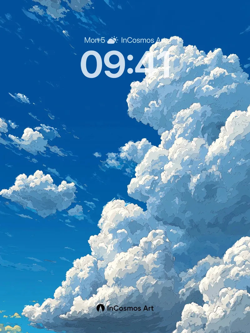 Cotton Sky Wallpaper with Floating Light