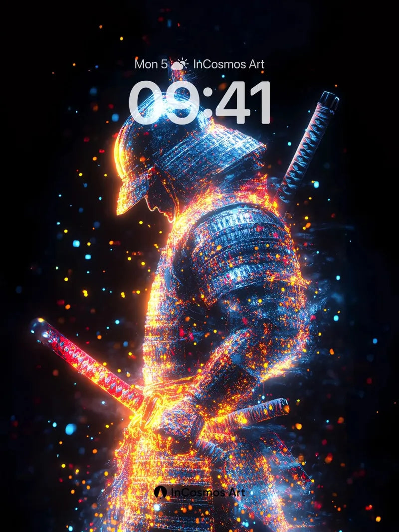 Electrified Samurai Wallpaper with Cosmic Sparks