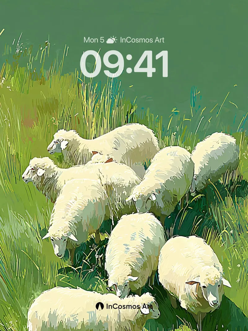 Serenity Flock Wallpaper with Sunlit Wool wallpaper for iPhone, iPad & Mac