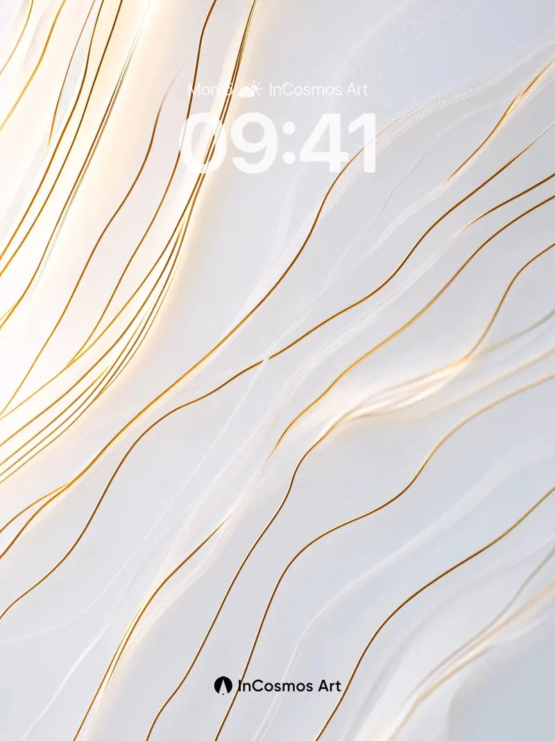 Golden Veil Wallpaper with Floating Light Traces