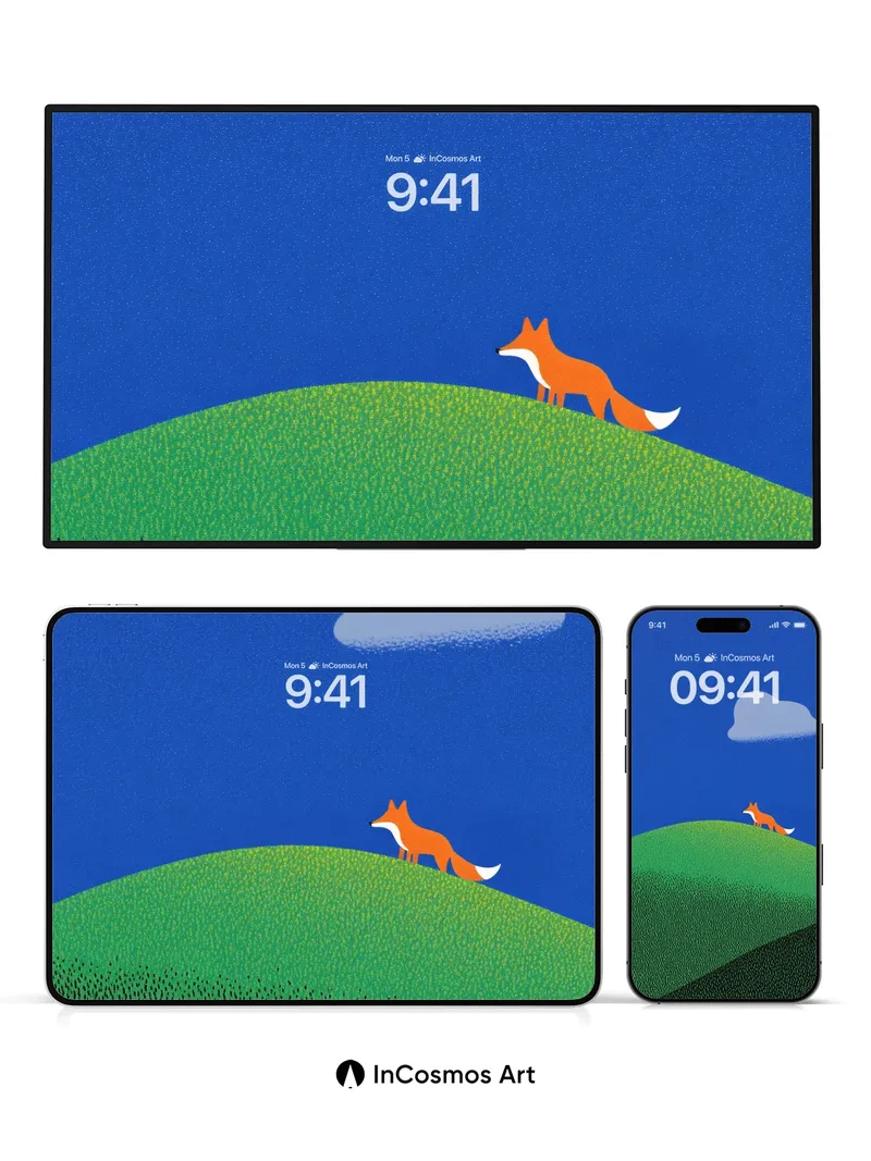 Serenity Hill Wallpaper with Fox Silhouette