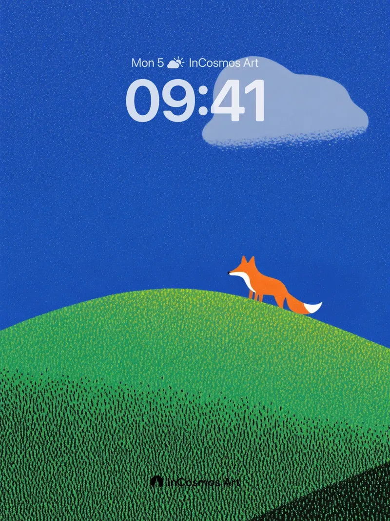 Serenity Hill Wallpaper with Fox Silhouette