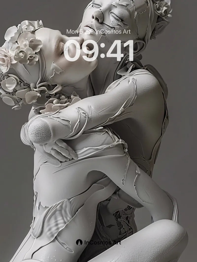 Fragile Embrace Wallpaper with Floral Fractures wallpaper for iPhone, iPad & Mac