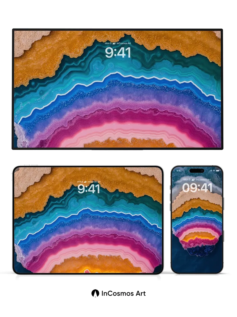 Oceanic Agate Wallpaper with Living Color Veins