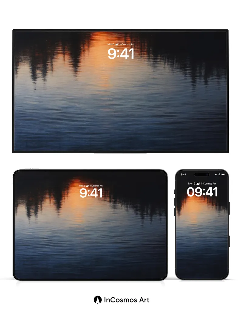 Silent Ember Wallpaper with Forest Reflections