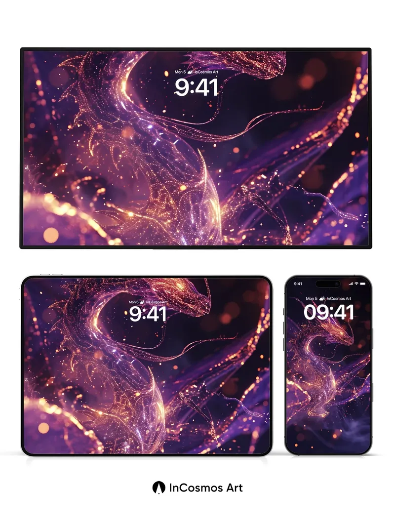 Luminous Serpent Wallpaper with Cosmic Breath