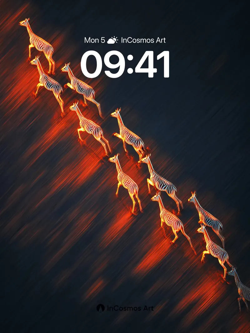 Ember Trail Wallpaper with Giraffe Silhouettes