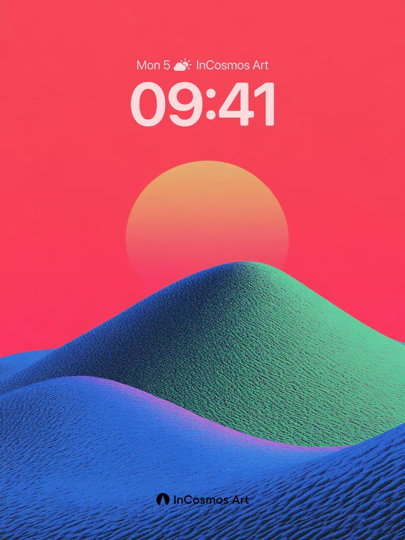 Neon Dunes Wallpaper with Gradient Sun