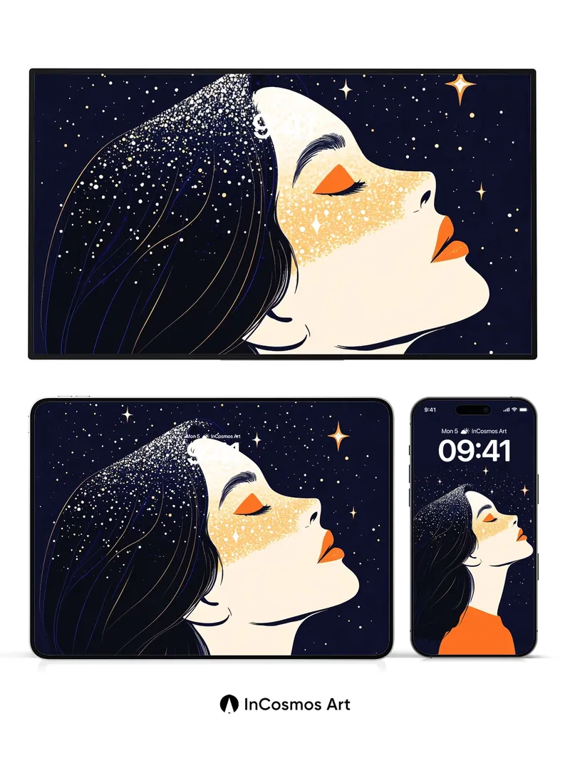 Stellar Whisper Wallpaper with Cosmic Hair