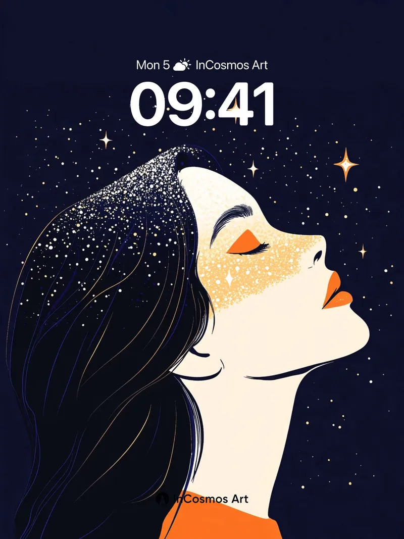 Stellar Whisper Wallpaper with Cosmic Hair