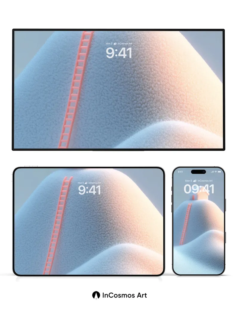 Serene Snowdrift Wallpaper with Ladder to Light