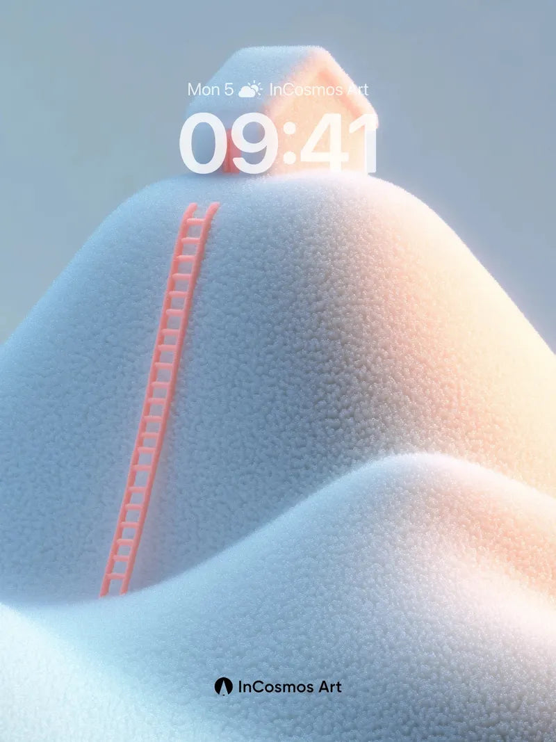 Serene Snowdrift Wallpaper with Ladder to Light