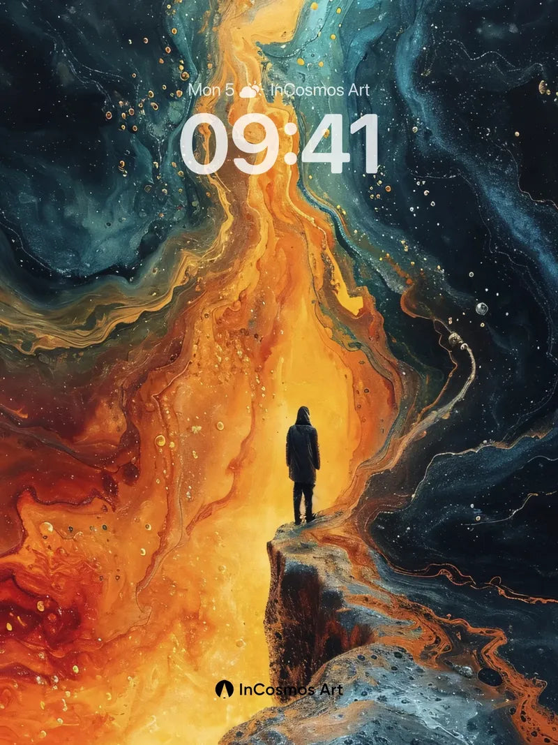 Cosmic Rift Wallpaper with Solitary Figure wallpaper for iPhone, iPad & Mac