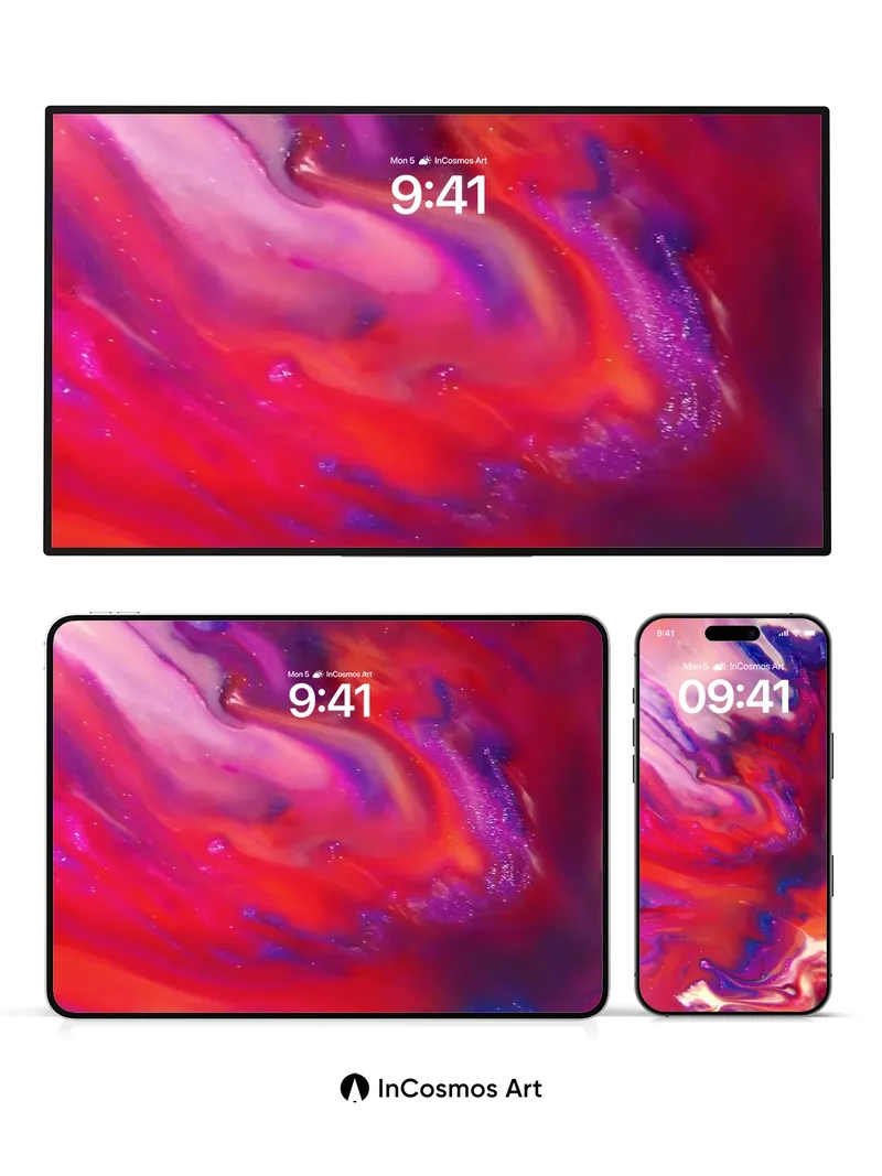 Crimson Mirage Wallpaper with Liquid Light