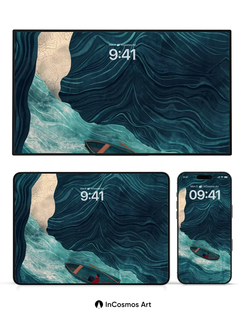 Whispering Tides Wallpaper with Hidden Cavern Light