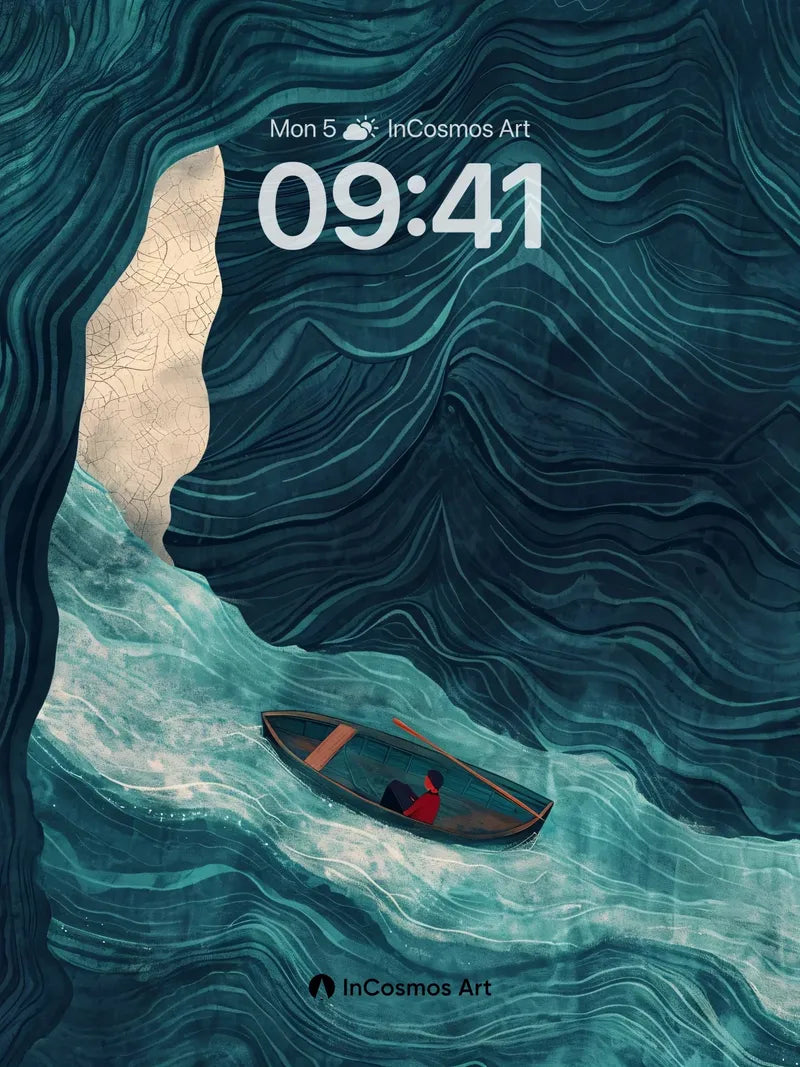 Whispering Tides Wallpaper with Hidden Cavern Light