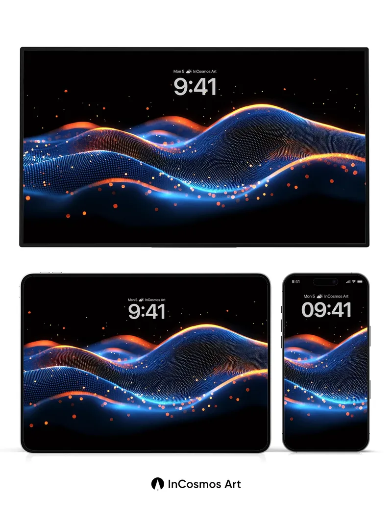 Neon Pulse Wallpaper with Floating Particles