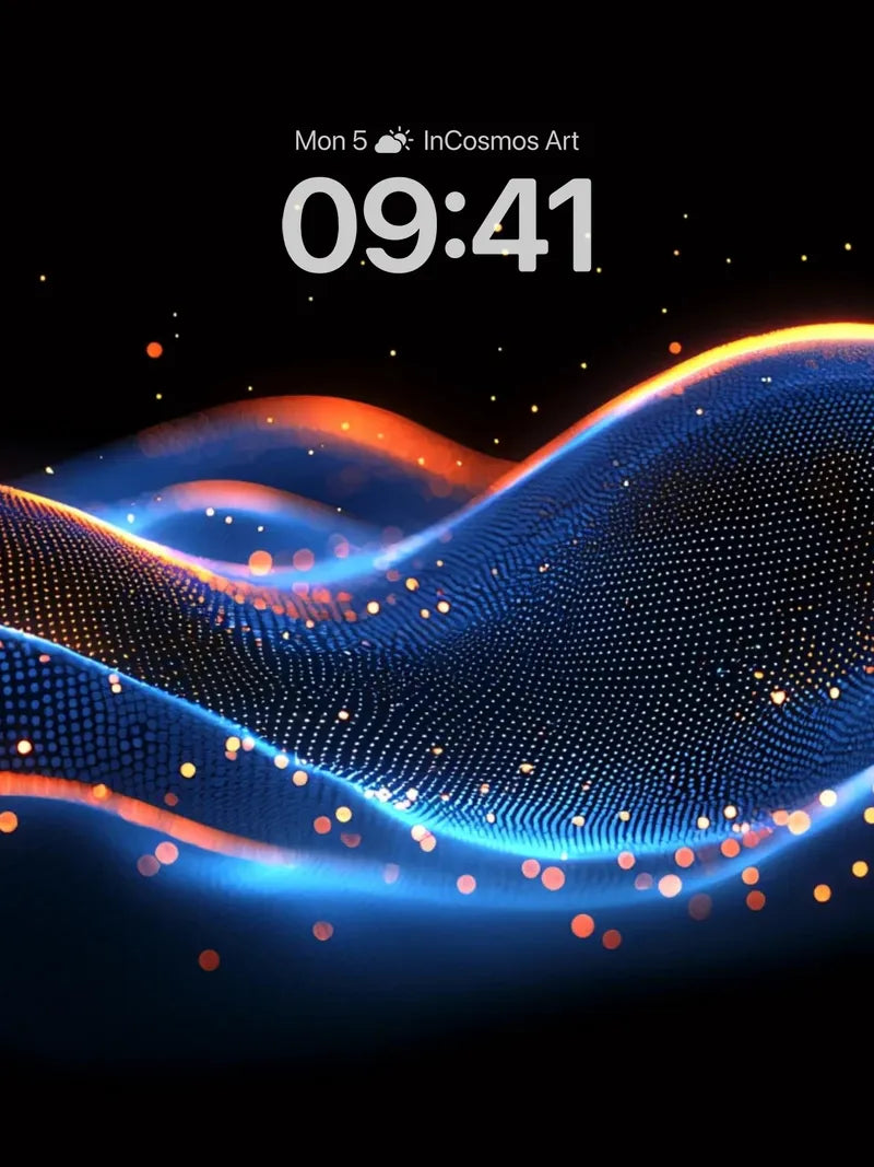 Neon Pulse Wallpaper with Floating Particles