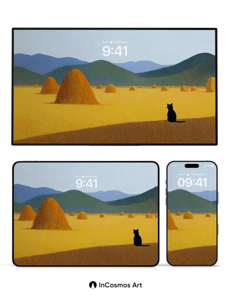 Silent Watcher Wallpaper with Golden Fields