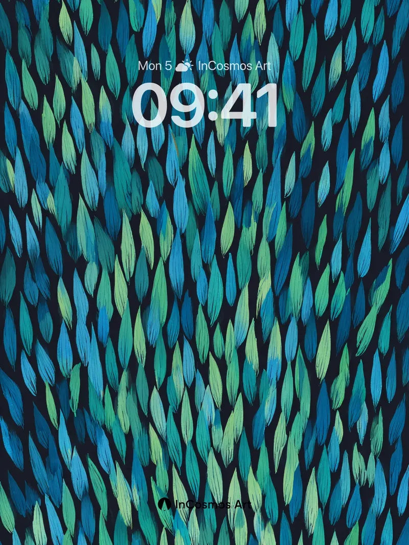 Midnight Raindrop Pattern Wallpaper in Teal and Jade wallpaper for iPhone, iPad & Mac