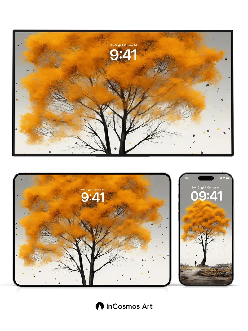 Serenity of Golden Haze Wallpaper with Solitary Figure