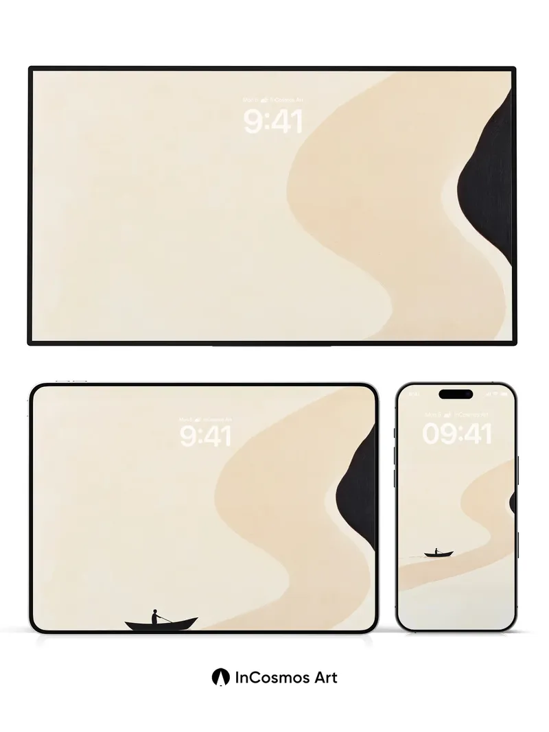 Serenity River Wallpaper with Solitary Paddle