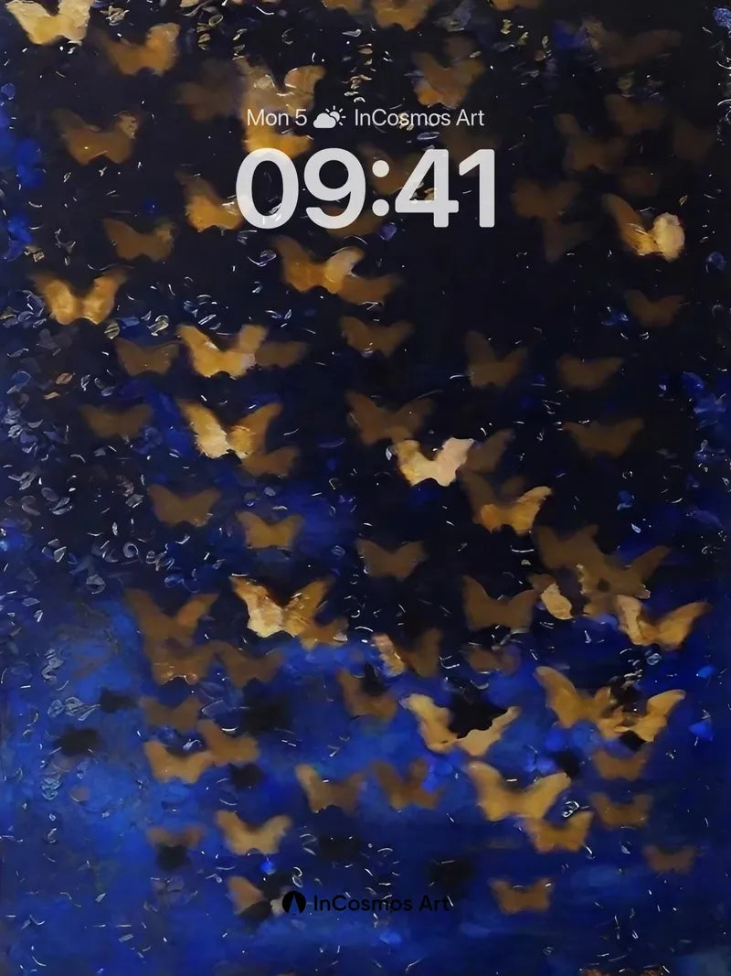 Nocturnal Flight Wallpaper with Golden Wings