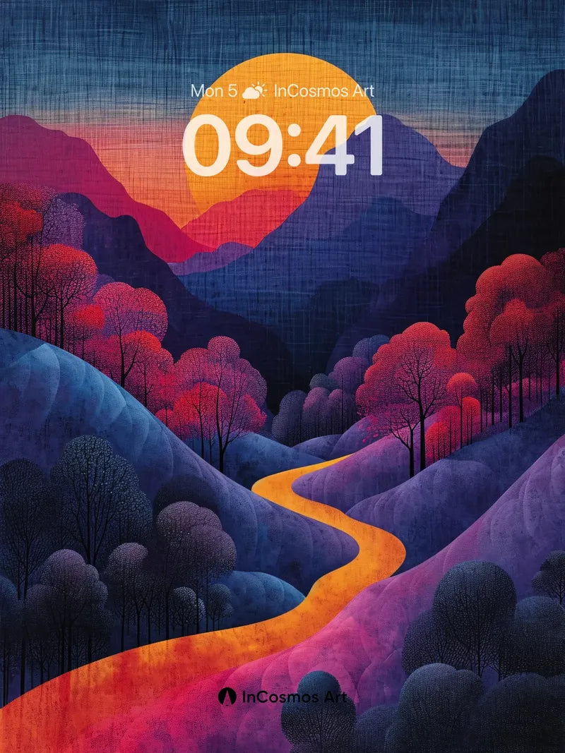 Crimson Path Wallpaper with Sunlit Veins